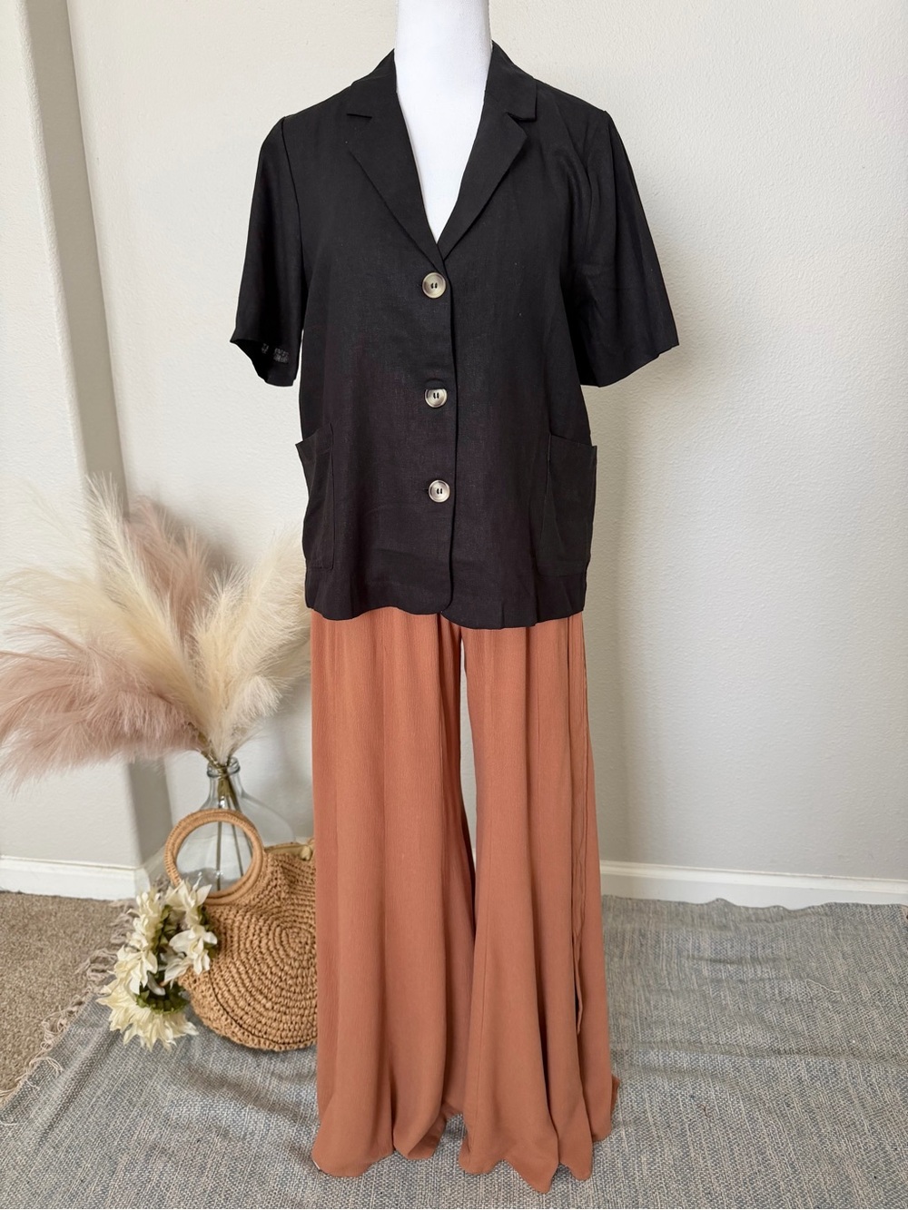 New HYFVE - Black Button-Front Short Sleeve